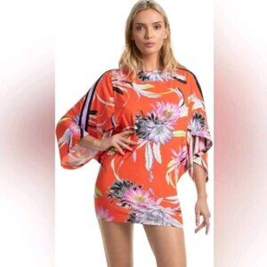 Trina Turk Shangri La Floral Tunic Cover Up Women's Size M Preppy Beach Vacation